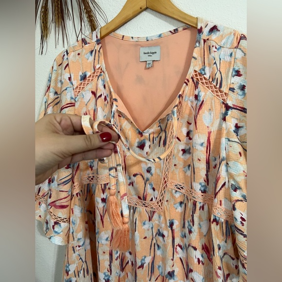 Haute Hippie Floral Multicolor Dolman Sleeve Peasant Top Size Large - Picture 3 of 6